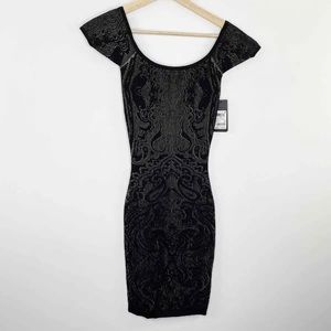 Guess Jet Black Warm Stone Paisley Pointelle Dress